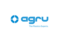 Logo Aigru mit blauem Kreissymbol und Tagline The Plastics Experts