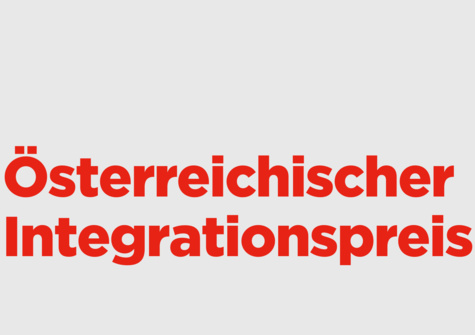 Text in großer, roter Schrift: "Österreichischer Integrationspreis".