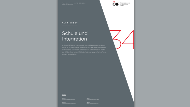 Fact-Sheet über Schule und Integration in Österreich, mit Daten zu Jugendlichen und Sprachgebrauch.