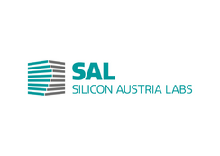 Logo Silicon Austria Labs mit stilisiertem Gebäudesymbol aus horizontalen Balken