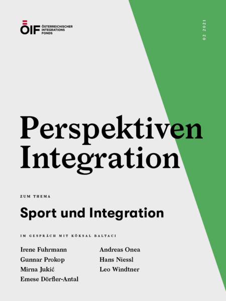 Titel des Magazins: Perspektiven Integration, Thema: Sport und Integration, Gespräche mit Kökşal Baltacı und weiteren.