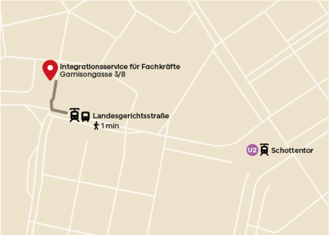 Karte mit Standort Garnisongasse 3/8, 1090 Wien