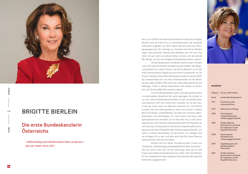 Beitrag über Brigitte Bierlein im der ÖIF-Publikation "Heimat großer Töchter"