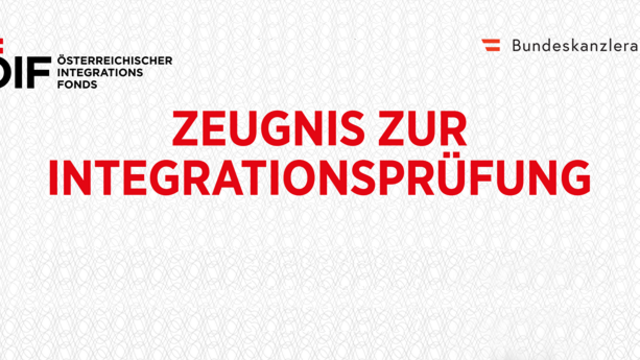 Zeugnis zur Integrationsprüfung des Österreichischen Integrationsfonds.