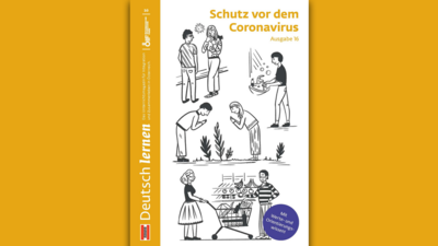 Illustration von Maßnahmen zum Schutz vor dem Coronavirus, darunter Händewaschen und Abstandhalten.