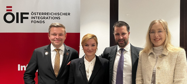 Karriereplattform des Österreichischen Integrationsfonds mit vier Unternehmen und Landeshauptmannstellvertreter Dornauer in Tirol