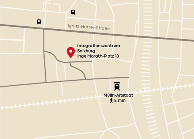 Map showing the location: Inge Morath-Platz 18, 5020 Salzburg