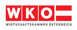 Logo der Wirtschaftskammer Österreich (WKO) mit stilisierten Buchstaben und der österreichischen Flagge.
