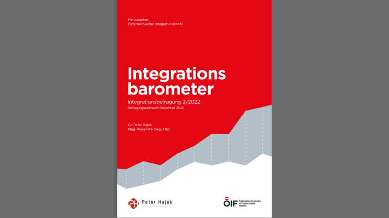 Titelblatt des Integrationsbarometers 2/2022 mit Informationen zur Umfrage und Herausgeberdetails.