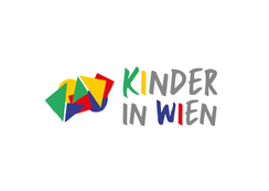 Logo Kinder in Wien mit bunten geometrischen Formen und Schriftzug