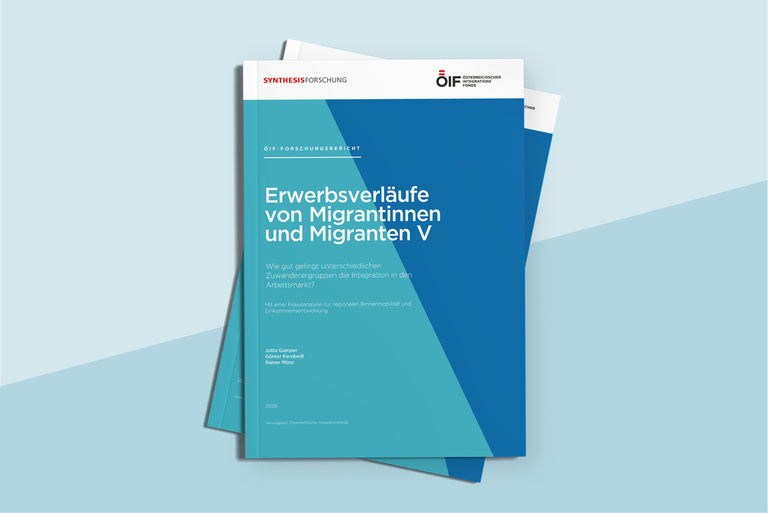 Deckblatt zur Studie Erwerbsverläufe auf blauem Hintergrund