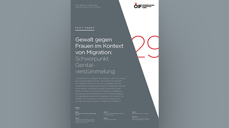 Informationsblatt über Gewalt gegen Frauen im Kontext von Migration, Schwerpunkt Genitalverstümmelung.