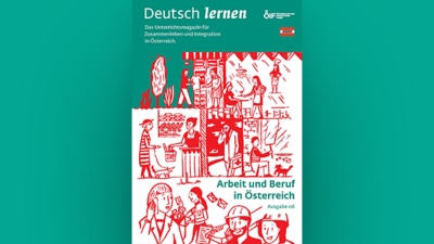 Ein Magazincover mit Illustrationen zum Thema Arbeit und Beruf in Österreich.