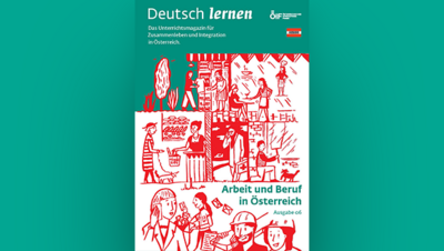 Ein Magazincover mit Illustrationen zum Thema Arbeit und Beruf in Österreich.