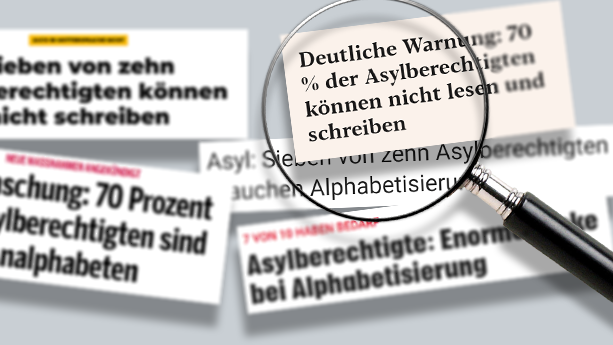 Umfassende Warnung: 70 % der Asylberechtigten können nicht lesen und schreiben.